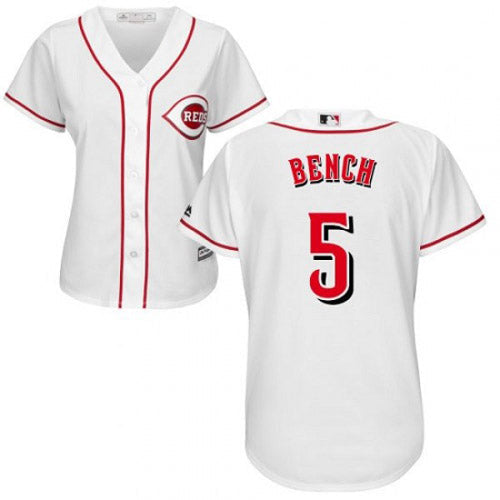 Women's Cincinnati Reds Johnny Bench Replica Home Jersey - White