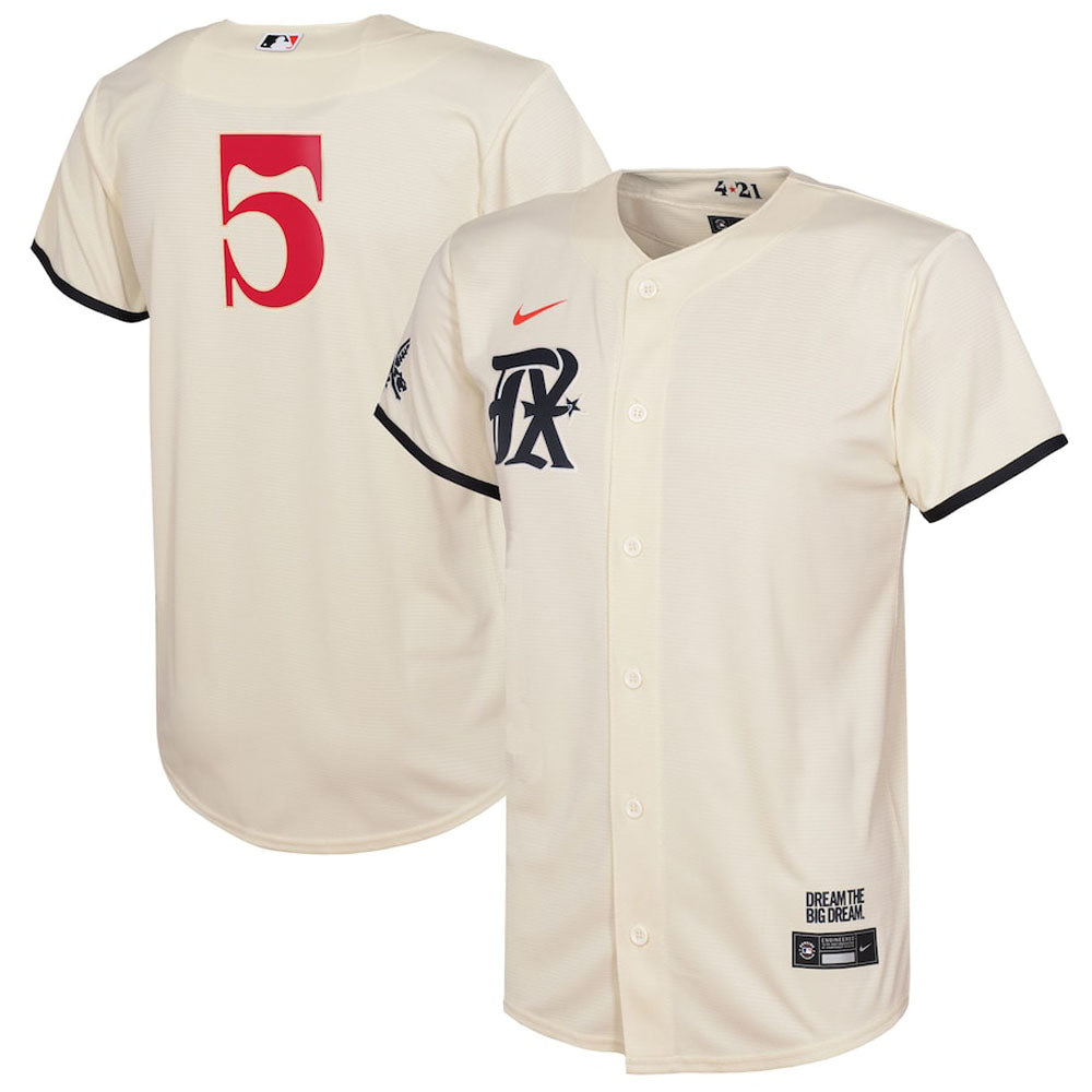 Youth Texas Rangers Corey Seager 2023 City Connect Replica Jersey - Cream